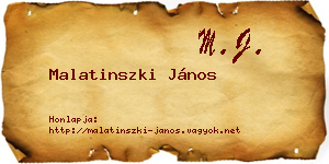 Malatinszki János névjegykártya