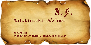 Malatinszki János névjegykártya